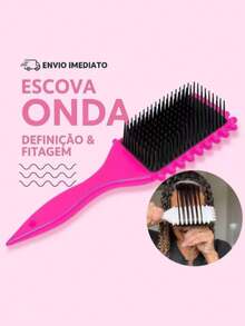 Pente de Ondulação Multifuncional Para Cabelos Cacheados, crespo e liso - Rosa - Visão 3