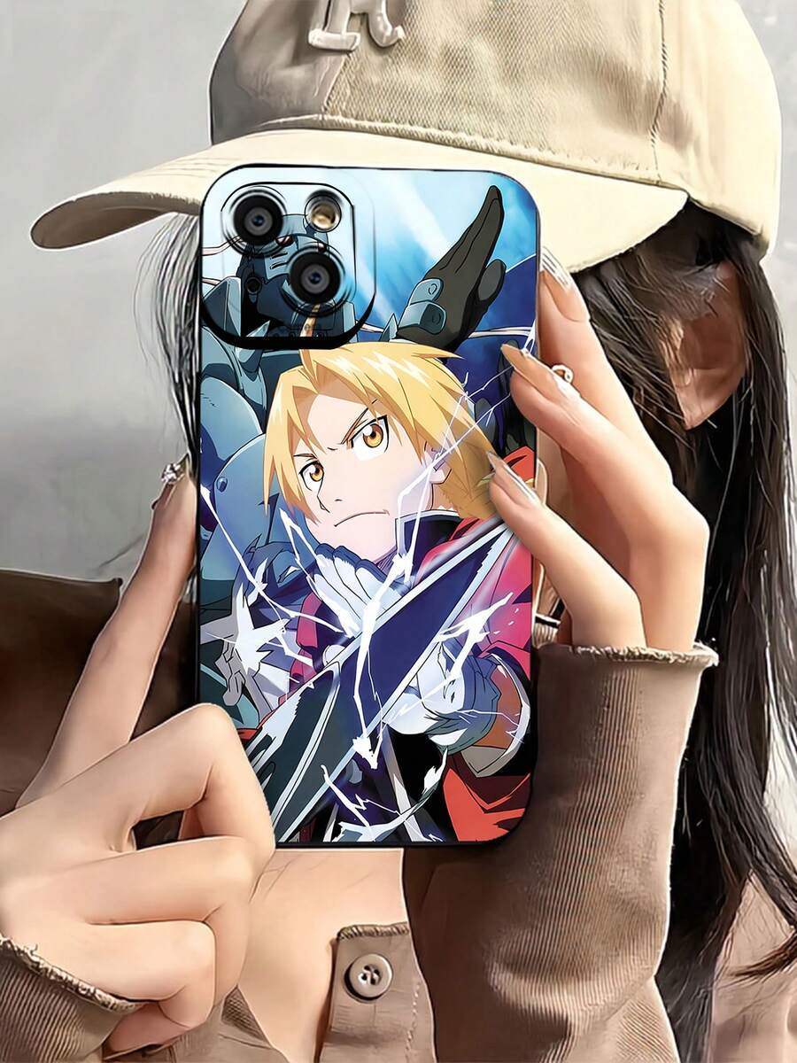 Los hermanos Elric, alquimia, acero, relámpagos, acción.funda de teléfono Fundas compatibles con ,Apple,VIVO,OPPO,,, y Honor.Fabricadas en silicona TPU,ofrecen protección contra golpes y caídas. - Negro - Ver 1