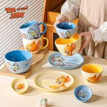 TOM AND JERRY. 猫和老鼠官方联名设计陶瓷碗碟餐具套装，家用可爱零食碟，多人用餐套装 - 彩色 - 查看 6