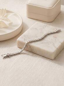ORSA JEWELS 1 Chiếc vòng tay dây xích tennis bằng bạc sterling 925 và vàng 14k, đính đá Zirconia vuông 2mm, trang sức cao cấp dành cho nữ và nam, quà tặng đám cưới, tiệc tùng, sinh nhật và Giáng sinh 2026. Vòng tay thời trang - SB144 - Xem 4
