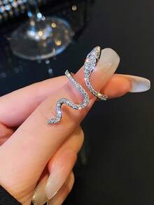 1 Peça Anel de Cobra de Prata Esterlina S925, Design Único Personalizado Anel Aberto para Mulheres, Presente de Luxo - cobra - Visão 9