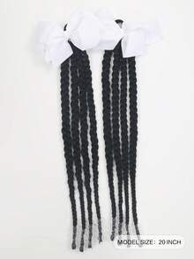 2pcs/Set Kids Braided Hair Clips With Colorful Bows And Transparent Beads Decoration, Suitable For Children - Black - View 4