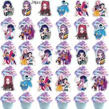 Hasbro 25 piezas Conjunto de decoraciones para pastel de cumpleaños con temática de chica anime, decoraciones de magdalenas con estilo mágico, adecuado para suministros de fiesta con temática de superhéroes lindos - Inserto de pastel de dibujos animados - Ver 11