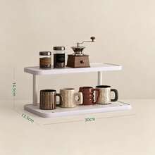 1 pieza Estante de almacenamiento multifuncional para escritorio, soporte de almacenamiento y exhibición de uso múltiple, portavasos, estante para perfumes, estante para especias, soporte para pasteles, adecuado para vasos de agua, tazas de café, juegos de té, escritorio de oficina, barra de café, cocina, decoración del hogar - Blanco - Ver 15