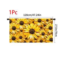 1pc, Home Decor, Sunflower Pattern Printed Table Skirt, Kitchen Small Curtain, Kitchen Cabinet Cover, With Curtain Holes, Easy To Hang, Rectangular, Machine Woven, Machine Washable, Kitchen Decoration And Accessories, Perfect For Kitchen Cabinets And Home Decor - Multicolor - View 17