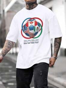Balón con banderas de Canadá Estados Unidos y México simbolizando la unión y la pasión por el fútbol  2026 Camiseta de hombre - Negro - Ver 5