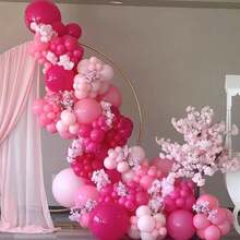 20入玫瑰紅與白色乳膠氣球及鋁箔氣球，適合女性生日、婚禮、新娘派對、單身派對裝飾、畢業、週年慶祝及其他室內/戶外活動 - 玫瑰紅 - 查看 4