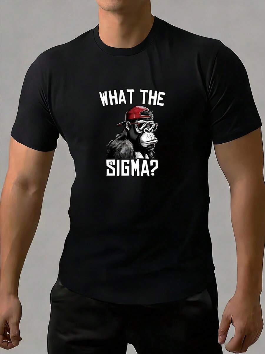 Camiseta de manga corta para hombre con estampado y diseño de cuello redondo, adecuada para el uso diario en primavera y verano. - Negro - Ver 1