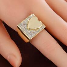 1 chiếc nhẫn nữ hình trái tim vuông rộng, đính đá Cubic Zirconia. - Nhiều màu - Xem 5