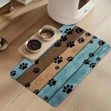 1pc, Pet Feeding Mat, Cute Paw Print And Cartoon Dog/Cat Pattern Water-Absorbing Mat, Suitable For Use As A Spill-Proof Mat For Pet Feeding Stations. Available In Various Colors And Designs. - Multicolor - View 6