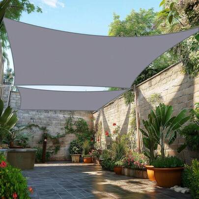 95% UV-blokkerend vierkant/rechthoekig waterdicht zonneschermdoek, terras-, tuin- of carportoverkapping met metalen montageaccessoires - Grijs