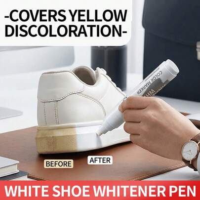 Shoe Whitening & Color Restoring Pen - White Color Restoration Pen For Sports Shoes, Suitable For Various Shoes Like Sports Shoes, Canvas Shoes, High Heels, Etc. Whitens And Restores Shoe Color, Non-Fading, Easy To Use, Durable Shoe Dye