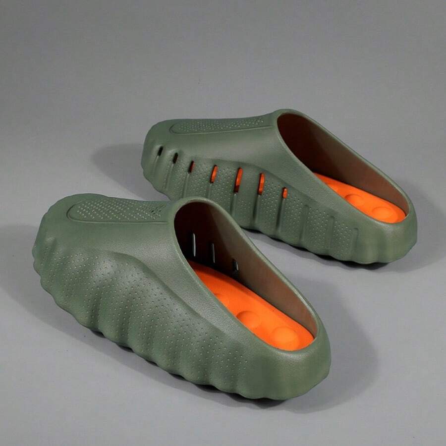 1 paire de sandales unisexes pour hommes en EVA, pantoufles de massage 2026, nouvelles pantoufles de sport décontractées pour l'extérieur, chaussures de plage mode pour couple, pantoufles pour hommes et femmes, convient pour les sorties quotidiennes, la marche, la plage, le bord de mer, les jeux, 36-47, pantoufles de salle de bain, convient pour le printemps, l'été, l'automne et l'hiver - Vert - Voir 1
