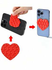 Ventouse de téléphone en silicone en forme de cœur, livrée avec 15 tampons adhésifs, facile à retirer et à nettoyer, prise en main améliorée, convient à de multiples surfaces d'installation, saison de la rentrée scolaire - Multicolore - Voir 10