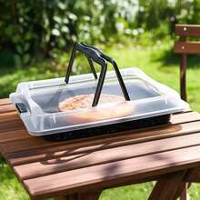 42cm Rectangular Nonstick Baking Pan With Lid & Handle, Large Deep Sheet Cake Tray, Portable Baking Tin For Brownies, Cookies, Lasagna, BBQ, Kitchen Oven Bakeware - View 10
