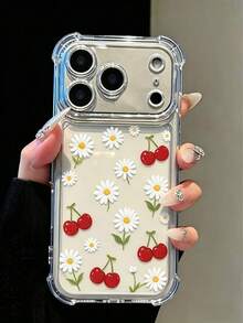 Funda de teléfono transparente a prueba de golpes con estampado de cerezas y margaritas, compatible con iPhone 16/16 Pro/16 Plus, 15/15 Plus/15 Pro/15 Pro Max, 17/17 Pro/17 Pro Max, 12/13 Mini, 13/13 Pro Max, 11/11 Pro Max, 12 Pro Max, diseño delicado, adecuado como regalo o para uso diario - transparente - Ver 2