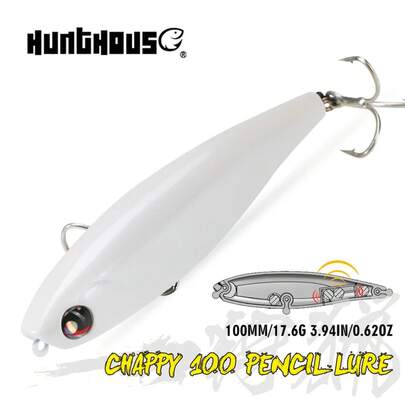 Hunthouse-señuelo de pesca con lápiz Topwater, sonajero flotante, cebo duro con superficie WTD, 100mm, 17,6g, agua salada para Lucio, aparejos de pesca