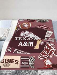 Texas A&M Merch Aggies Throw Blanket Warm Blankets Breathable Air Conditioner Blanket For Car Classic Outdoor Blankets For Picnic For All Season - màu đen - Xem 3
