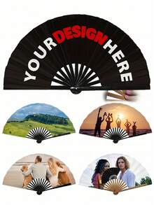 5/10/20PC Personalized Custom Name Folding Fan,, Vintage Aesthetic Dance Accessory For Summer Party, Unique Bridal Shower & Wedding Favor Gift, - Multicolor - View 3