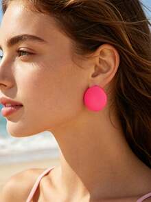 9 pares de aretes sencillos de corazón en unicolor - redondo - Ver 4