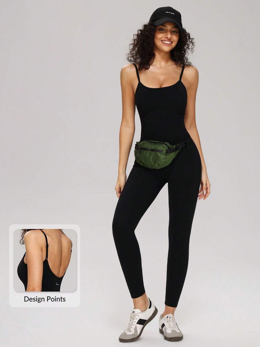 MASKERT Women's Yoga & Dance Jumpsuit, Breathable Elastic Tight-Fitting Activewear For Workout, Outdoor & Home Sports - Black - View 1