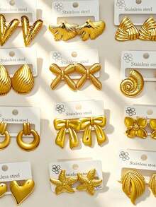 20 Pares de Brincos de Aço Inoxidável, com Designs Geométricos, Florais, em Forma de Coração e Assimétricos, em Estilo de Floresta Marinha. Disponíveis em Dois Estilos: Óleo Gotejante e Dourado, são Elegantes e Fashionistas, Adequados para Uso Diário. O Presente Ideal para o Dia dos Namorados é a Joia Perfeita para Feriados para Professores, Família e Amigos. - Multicolorido - Visão 7