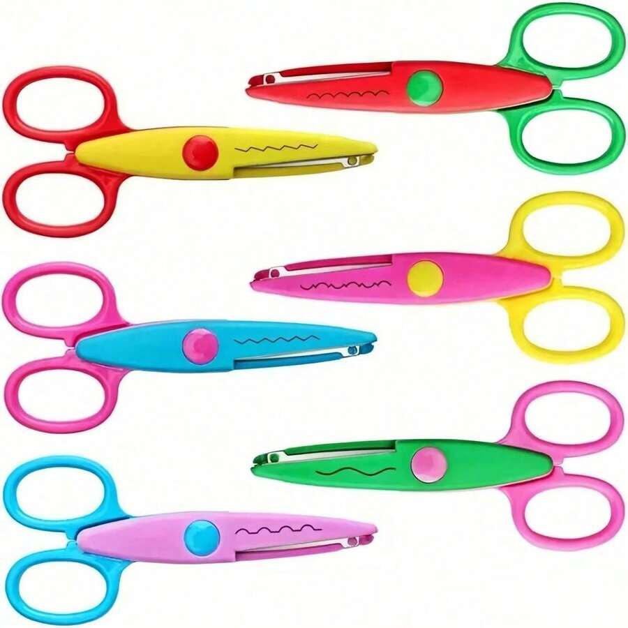 6pcs Colorful Decorative Craft Scissors, Made Of ABS Resin With Non-Slip Handles, Suitable For Paper Cutting, Scrapbooking, Card Making, DIY Art Pattern Design - Multicolor - View 1