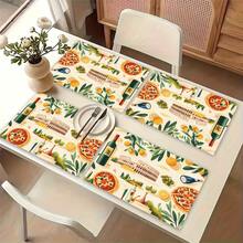 1 pieza Mantel individual de lino, diseño de impresión de alimentos, mantel individual para desayuno, tapete para café, base para tazón, accesorio de cocina, fácil de limpiar, apto para el hogar, restaurante, decoración del comedor, regalo festivo, regalo para amigos, juego de múltiples piezas - Multicolor - Ver 6