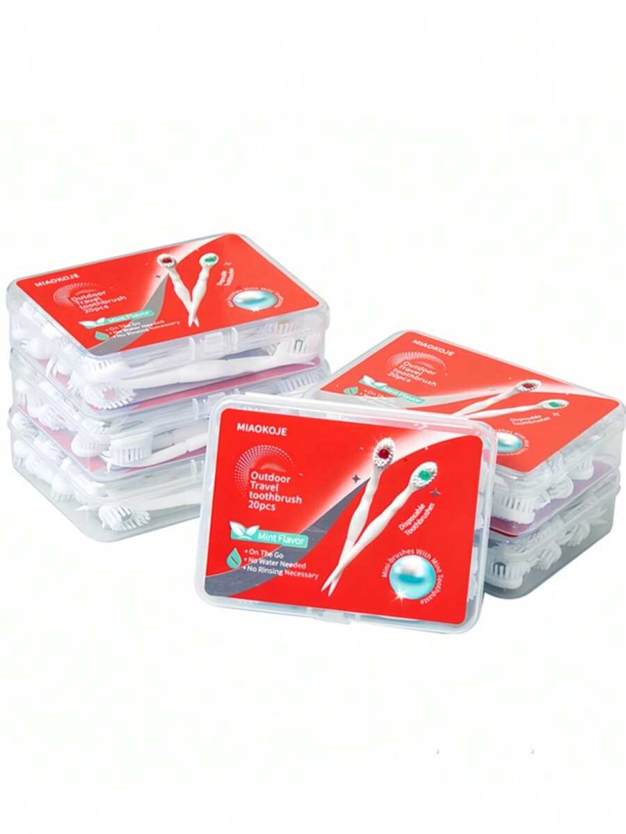 1 Hộp 20 Bàn Chải Đánh Răng Không Cần Nước Cầm Tay, Tích Hợp Kem Đánh Răng Ngọc Trai Tươi Mát, Chăm Sóc Răng Miệng Đa Chức Năng Tiện Lợi - Nhiều màu - Xem 1