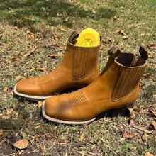 Botines Vaqueros Hombre De Piel Genuina Con Suela Antiderrapante Ligera Y Plantilla Poliuretano Confort Botas Botin bota cuero - Albaricoque - Ver 6