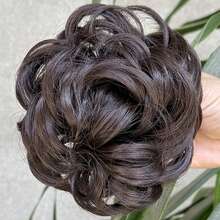 Pieza de pelo sintético con clip para moño desordenado, moño de pelo rizado y ondulado, moño alto esponjoso - Marrón con reflejos dorados - Multicolor - Ver 10