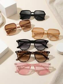 6pcs Retro Lightweight Round Frame Candy Color Fashion Glasses, Street Style - Multicolor - View 2