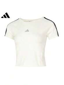 Adidas Áo thun nữ dáng ôm, cổ tròn, tay ngắn - trắng - Xem 1