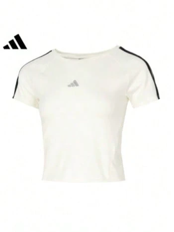 Adidas Áo thun nữ dáng ôm, cổ tròn, tay ngắn - trắng - Xem 1