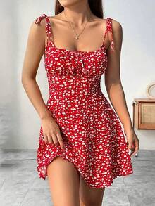 Vestido corto de playa con tirantes finos florales de verano para mujer, vestidos para mujer, ropa de mujer, ropa de mujer, vestido, nuevo en vestido 2025 - JX04 - Ver 7