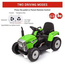 Soonbuy 12V Ride On Tractor With Trailer & Remote Control.Speed Up To 5mph.Toddler Electric Vehicle Car With LED Headlights.2+1 Gear Shift.MP3 Player.USB Port.For Kids 3-6,25W/ Trea D Tires.35W/EVA Tires - Green 25W - View 8