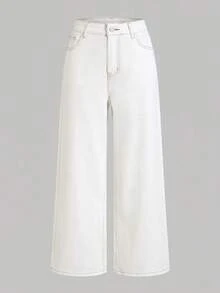 Summer White Fashionable Casual All-Match Classic Versatile Loose Wide-Leg Jeans Spring - White - View 10