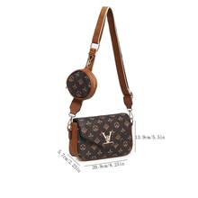 Women's 2-In-1 Crossbody Bag Set: Letter Print Shoulder Bag With Round Pouch, Stylish Everyday Bag; Retro Women's Crossbody Bag, Compact Casual Everyday Backpack With Detachable Pouch And Adjustable Shoulder Strap, A Shopping Essential; Women's Black Shoulder Bag With Gold Buckle, Mini Bag And Round Coin Purse Set, Lightweight Crossbody Bag, A Must-Have For Girls' Daily Life. - BROWN - 查看 6
