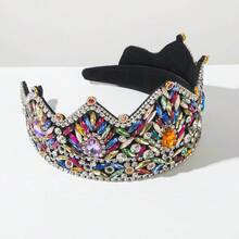 Heming Retro Baroque Full Rhinestone Crown Wide Headband, High-End Luxury Wedding Hair Accessories For Women - 彩色 - 查看 8