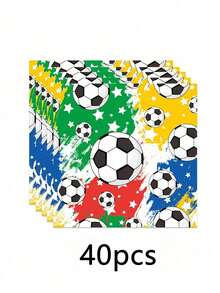 40 piezas/20 piezas Servilletas con temática de fútbol - Diseñadas con estrellas, balones de fútbol y colores vibrantes, perfectas para decorar fiestas de fútbol, reuniones de la Copa Mundial, despedidas de soltero y diversos eventos temáticos. - Talla única - Ver 9