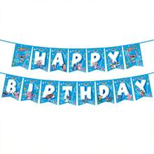 Decoración de centro de mesa para fiesta de cumpleaños con tema de Stitch azul, decoración colgante de pared para ambiente de fiesta en el hogar - Ver 12