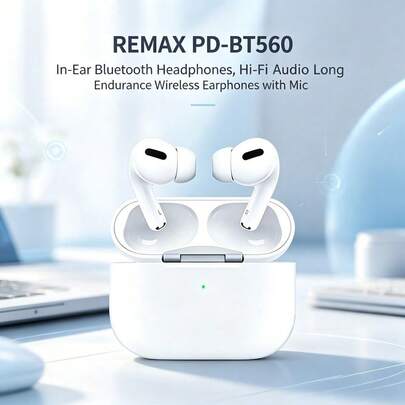 REMAX PD-BT560 Bluetooth Earphones: In-Ear, High-Definition Sound Quality, Long Battery Life, Wireless Headset, Noise Cancellation, Mini Invisible Earbuds For Sports And Running, High-Quality Wireless Bluetooth Earphones.