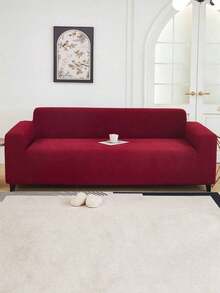 1PC Jacquard Sofa Cover, Living Room Short Plush Sofa Cover, Elastic Sofa Cover Thicken Anti-Slip Sofa Slipcovers For Living Room Bedroom Outdoor Sofa Protection Pet Stain Prevention 4-Season Sofa Seat Cushion Cover For L-Shaped Single Seat Recliner And 1/2/3/4 Seater Sofas Detachable And Machine Washable Sofa Cover - Wine Red a - View 4