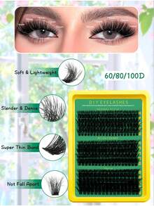 270 sợi mi giả dạng chùm D-Curl mềm mại, 60D+80D+100D, tự nối mi, siêu dày và tự nhiên, bền lâu, siêu nhẹ và mềm mại, có thể tái sử dụng, phù hợp cho người mới bắt đầu, sử dụng hàng ngày, dự tiệc, du lịch, Halloween, v.v. - D - Xem 2