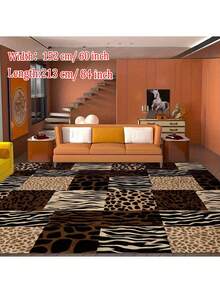 1pc Retro Leopard Black & Brown Area Rugs For Living Room, Floor Carpet For Bedroom, Carpets Home Decor Rugs, Homestay Hotel, Non-Slip Machine Washable Carpet, Home Decor Room Decor - 樣式 1 - 查看 3