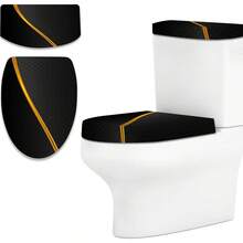 1 Set 2D Exquisite Pattern Toilet Seat Cover And Lid, Silky Fiber Toilet Tank Cover, Full Wrap Elastic Fit, U-Shaped Tank Adapter, Tank Protector, Bathroom Decor Accessory - Toilet Seat Cover - View 5
