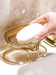 Elegant Waterless Soap Dish Tray, Gold Rim, Nordic Style, Suitable For Bathroom And Kitchen, Kitchen, Bathroom And Vanity Decor, Autumn Home Decor, Back To School - Green-Soap Box - View 3