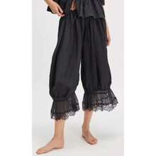 Pantalones bombachos holgados Y2K para mujer, pantalones cortos con cordón, cintura alta, encaje floral, patchwork, hasta la pantorrilla, pantalones farol - G - Ver 3