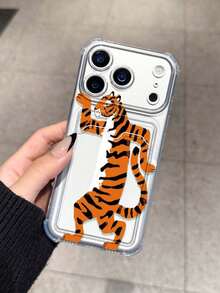 Ốp điện thoại chống rơi hình hổ ngộ nghĩnh, có khe đựng thẻ, phù hợp với Apple 17/16/14 Pro Max, mẫu mới chất lượng cao 13, 15, kiểu dáng Ins 12/12 Pro, 11, 15 Pro Max, thiết kế có khe đựng thẻ 16. - Trong sáng - Xem 2