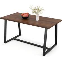 72-Inch Rectangular Dining Table With Integrated 2-Bottle Wine Rack And Condiment Holder Large Industrial Kitchen Table With Metal Footrest And Sturdy Frame For 6-8 People - Rustic Brown - 查看 13